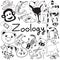 Zoology biology doodle icons of various animal species