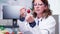 Zoom in close up shot of scientist injecting GMO samples in strawberries