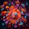 Zoom in on a colorful virus, presenting a closeup view that delves into the realm of medical and scientific exploration.