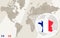 Zoom on France Map and Flag. World Map