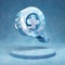 Zoom In icon. Cracked blue Ice Zoom In symbol on blue snow podium