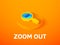 Zoom out isometric icon, isolated on color background