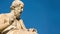 Zoom out of the statue of the Greek philosopher Plato