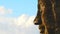 Zoom Out of Stone Carving of Buddha\'s Face on Temple Wall - Angkor Wat Temple Cambodia