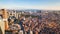 Zoom out timelapse rooftop view of Istanbul business district and Golden horn