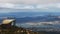 Zoom in shot of Hobart from Mt. Wellington