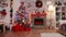 Zoom in shot of living room decorated for festive christmas celebration