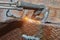 Zoom View Molten Metal and Sparkle from Oxygen Acetylene Cutting