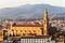 Zoomed detail aerial view of Florence at the evening. Tuscany