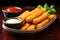 zoomed shot: mozzarella sticks cheese pull