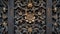 A zoomedin shot of a decorative screen intricately carved from a dark wood. The screen is p strategically in front of a