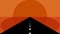 Zooming orange yellow circles in horizon like sunrise vanishing leading road. rainbow and pastel color concept. looping pattern an