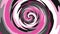 Zooming in rotating spiral in pink, gray, black and white