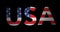 Zooming text USA with flag