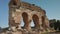 Zooming of three ancient archs, Tralleis ruins, Aydin, Turkey. 4k.