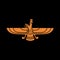 Zoroastrianism vector golden icon on black background. Parsi symbol icon