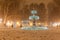 Zrinjevac park Fountain decorated by Christmas lights as part of Advent in Zagreb.