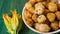 Zucchini Flower Donuts. A typical delicacy of Neapolitan cuisine are fried meatballs with zucchini flowers inside, a great way to