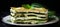 Zucchini lasagna on white ceramic plate, grey background, garnished and presented elegantly