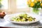 zucchini noodles with chunks of feta and olives in a dish