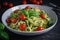 zucchini pasta with cherry tomatoes and basil, for a fresh and flavorful dish