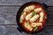 Zucchini roll-ups with italian ricotta, copy space