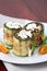 Zucchini rolls with pepper bacon and cheese