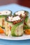 Zucchini rolls with pepper bacon and cheese