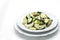 Zucchini salad with egg and olives