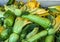 Zucchini on sale in the Cours Saleya Market in the old town of Nice, France