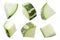 Zucchini slices isolated on a white background, top view. Sliced zucchini, courgette isolated on white. Pieces of