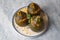 Zucchini stuffed with meat, rice and vegetables.mini ball stuffed zucchini (Turkish name top