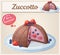 Zucotto dessert with berries icon. Cartoon vector illustration of frozen cake with strawberries and blueberries