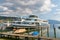 Zug, ZG / Switzerland - 20 April, 2019: two ships of the fleet on the Zugersee lake in Switzerland docked and ready to board