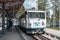 Zugspitze, Germany - Aug 5, 2020: Glacier cogwheel train at Eibsee train station