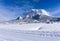 The Zugspitze Massif from the valley of Ehrwald in sunny winter day