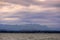 Zugspitze mountain massif at sunset, lake Starnberger See in Bavarian Alps, Germany