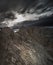 Zugspitze summit under frightening clouds, signaling an approaching storm