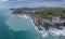 Zumaia city and geological strata layers drone aerial view