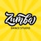 Zumba dance studio text. Calligraphy word banner design. Aerobic fitness. Vector Illustration