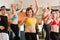 Zumba or Jazzdance - people dancing in studio