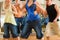 Zumba or Jazzdance - young people dancing