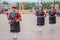 Zuni Indian, a Pueblo woman balances pot on her head in ceremony in Gallup, New Mexico, July 21, 2016 - Government Center Plaza