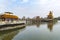 Zuoying Yuandi Temple on Lotus Pond with The Dark or Mysterious Heavenly Upper Emperor statue at the end of bridge