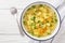 Zuppa imperiale is a simple but delicious soup made from a rich chicken broth finished with cubes of baked semolina and Parmesan