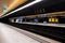 Zurich city central train station. Underground train station, wide-angle view, artificial illumination, no people