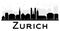 Zurich City skyline black and white silhouette.