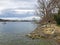 Zurich Lake Zurichsee or Zuerichsee in the area of Zurichhorn Park Zuerichhorn and the Tiefenbrunnen public bath - ZÃ¼rich