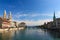 Zurich limmat cityscape with churches