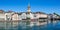 Zurich skyline with Linth river panorama in Switzerland